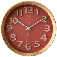 JVD HT073.1 Wanduhr Quarz analog rostrot rund in Holz Optik