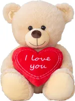 Teddybär Kuschelbär mit Schleife und Aufschrift I Love You 30 cm groß Plüschbär Kuscheltier samtig weich - zum liebhaben
