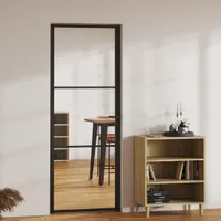 vidaXL Drzwi wewnętrzne ESG szkło i aluminium 76x201,5 cm czarne