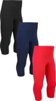 TupTam Mädchen Leggings 3/4 Capri Hose Kinder Blickdicht 3er Pack, Farbe: Schwarz Dunkelblau Rot, Größe: 146