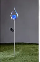 LED Solar Gartenleuchte 93 cm Flammenleuchte Silber Solarlampe Solarleuchte Garten Deko Licht Blau Solarlicht Kugel Leuchte