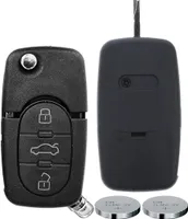 Klapp Schlüssel Gehäuse Funkschlüssel Fernbedienung Autoschlüssel 3 Tasten + 2X CR1620 Batterie kompatibel mit Audi