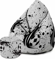 Dreamroots Bean Bag 80x80x120cm Beanbag z oparciem i podnóżkiem oraz pokrowcem, pufa do siedzenia, beanbag, puf do siedzenia,  I love Football