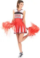 Cheerleader Damenkleid Kostüm Fasching, Größe: 38 - 40 (M) Farbe: Rot