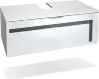 Vladon Waschtisch Waschbecken Unterschrank Aloha V2,  Germany, Korpus in Weiß matt / Fronten in Weiß Hochglanz mit Absetzungen in Grau Hochglanz