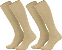 Tobeni 2 Paar Kompressionsstrümpfe Kniestrümpfe Stützstrümpfe Baumwolle für Damen und Herren, Farbe:Beige, Grösse:43-46
