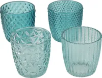 Boltze Windlicht Set Marilu 4-teilig (Blau, Deko-Gläser für Kerzen) 2019848