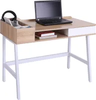 HOMCOM biurko komputerowe biurko biurowe biurko do pracy stolik pod komputer wszechstronny z sześcioma schowkami szuflada szeroki blat do gabinetu biura i domu natura 100 x 55 x 81,5 cm