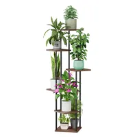 Mulisoft 6-Tier Hölzern Blumenregal Pflanzenregal, Mehrstöckig Blumenständer Pflanzenständer, Blumenbank Blumentreppe Pflanzentreppe,  Standregal für Innen Garten Balkon Deko, Braun