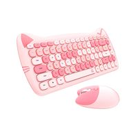 GEEZER L400 2.4G kabelloses Tastatur- und Maus-Set, 84-Tasten-Membrantastatur+ergonomische Maus, Rosa (ohne Batterien)
