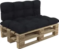 POKAR Palettenkissen mit schöner Steppung Auflage Palettensofa, Größe:Set Sitzkissen 120x80 + Rückenkissen 120x40, Farbe:Schwarz