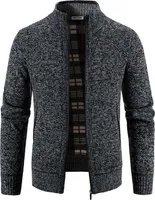 Mofut  Strickjacken für Herren Cardigan Herren  Pullover Strickjacke mit Reissverschluss Stehkragen Winter Dunkelgrau