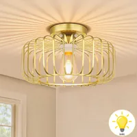 Stropní svítidlo retro s LED žárovkou E27, stropní svítidlo železné Ø30cm zlaté Pro obývací pokoj ložnici chodbu restauraci obchod kavárnu teplá bílá