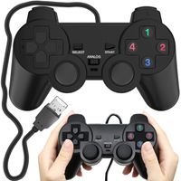 PS3 Controller Gamepad Dual Vibration Doppelschock Joystick Digital Analog PS PS2 PS4 Wired Kompatibel mit PC Laptop Black Retoo