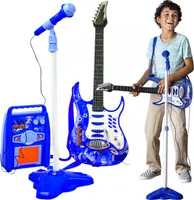 Gitarre + Mikrofon + blauer Verstärker