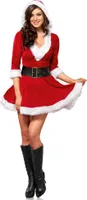 y Weihnachtsfrau Kostüm Kleid mit Kapuze S/M (38-40)