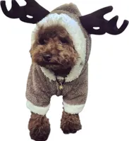 Hundemantel Hundejacke Weihnachten Rentier Kostüm, lustiges Haustier Elch Halloween Cosplay Bekleidung, Hund Welpen Hoodie Mantel Weicher Fleece Winter Warmer Jacke Kleidung