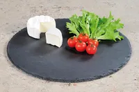 3 Stück Kesper Buffet-Platte, Servierplatte, Schieferplatte, rund, geölt, Höhe: 9 mm, Ø 355 mm, in schwarz