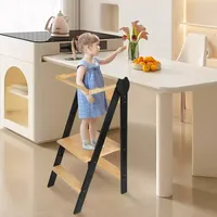 Lernturm Klappbar Lernturm für Kinder Montessori Entdeckerturm Holz Küchenhelfer und Learning Tower verstellbaren Fachböden 88×53×42cm