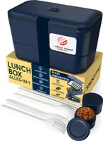 Umami Brotdose Bento-Lunchbox, verschachtelbar, mit Fächern, Besteck und 2 Saucentöpfe
