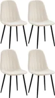 CLP 4er Set Esszimmerstuhl Baxter Samt-Bezug,cremeweiß