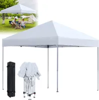 XMTECH 3x3 m Faltpavillon wasserdicht Pavillion Gartenzelt Gartenpavillon Partyzelt UV-Schutz, Höhenverstellbar 2,4-2,6m, Festzelt  für Markt, Garten, Hof, Weiß