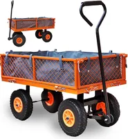 FUXTEC Gerätewagen bis 350kg Zuladung | Gartenwagen mit klappbaren Seitenwänden | inkl. abnehmbarer Innenplane & gepolstertem Handgriff | FX-GW350