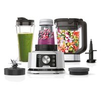 Ninja Foodi Power Nutri 3 w 1 Smoothie Maker & Blender, w tym dzbanek 2,1 l, zlewka 700 ml, miska 400 ml, programy automatyczne, 1200 W, srebrny CB350EU