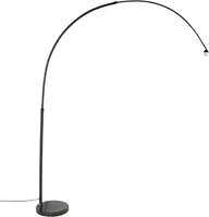 QAZQA - Moderne Bogenleuchte I Bogenlampe I Lampe I Leuchte schwarz mit Marmorsockel - XXL I Wohnzimmer I Schlafzimmer - Stahl Länglich - LED geeignet E27