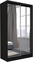 BEAUTYSOFA Schrank mit Schwebetüren DEBRA - 120cm Kleiderschrank mit Spiegeln & Kleiderstangen (Schwarz)