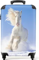 NoBoringSuitcases.com® Kufr Príručná batožina Kufr na kolieskach Malý cestovný kufor na 4 kolieskach - Horse - White - Snow - Kids - Cabin Size < 55x40x23 cm & 55x40x20 cm - Foto kufor - Príručný kufor - Palubná batožinaPríručná batožina Kufrík 55x35x20 cm, 36L,
