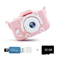 Kinderkamera für Mädchen/Jungen, Spielzeug für Mädchen/Jungen, Weihnachtsgeburtstagsgeschenk für Mädchen/Jungen Kinder-Digital-Dual-Kamera, Selfie-Kamera für Kinder, 32GB Speicherkarte 20 Millionen Pixel(Pink)