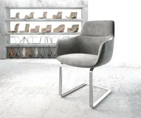 DELIFE Houpací křeslo Pejo-Flex velvet grey cantilever flat z nerezové oceli