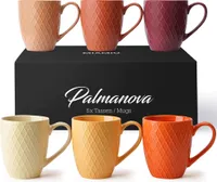 MIAMIO - 6 x 400 ml Kaffeetassen Set Kaffeebecher aus Keramik Modern (Magma)