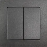 Doppelschalter mit Rahmen anthrazit 250V Lichtschalter Taster Wandschalter UP