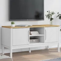 Ankonbej TV-Schrank FLORO Weiß 114x43x55 cm Massivholz Kiefer