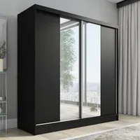 Schwebetürenschrank, 2-türig Schrank mit Spiegel  DUO 200 (Weiß, Schwarz, Somona)