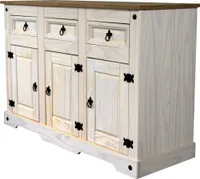SAM® Sideboard Kommode 132 x 84 x 44 cm Pinienholz weiß hongifarben lasiert MEXICO