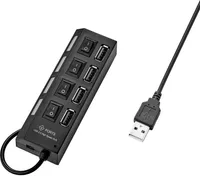 Renkforce 4 Port USB 2.0-Hub einzeln schaltbar, mit Status-LEDs Schwarz