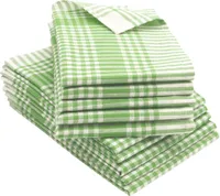 10er Set Geschirrtücher 100% Baumwolle in 50x70 cm, saugstarke & robuste Küchentücher, grün kariert