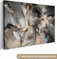 OneMillionCanvasses® - Plátno na zeď - Grey - Luxury - Gold - Marble, nástěnná malba, nástěnné dekorace obrazy obývací pokoj, 90x60cm