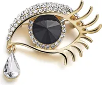 Brosche mit tropfenförmiger Brosche mit Zirkonen und goldenem Engelsauge-Kristall
