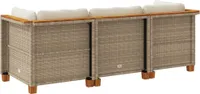 vidaXL Gartensofa mit Kissen 3-Sitzer Beige Poly Rattan