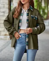 ASKSA Damen Waffelstrick Bluse Spleissen Hemdjacke Button Down Lose Oversize Freizeithemd Strickjacke, Armeegruen, 2XL