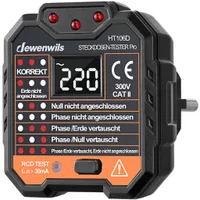 DEWENWILS Strommessgeräte mit RCD-Prüfung, Steckdosentester, FI Test, 48-250V