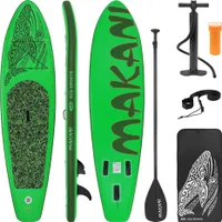 ECD Germany Nafukovací prkno Makani, 320x80x15 cm, zelené, PVC, do 120 kg, pumpa, taška na přenášení příslušenství