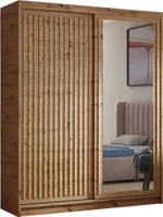 Kleiderschrank Donatello mit Schiebetüren und Lamellen, 120cm, Eiche Artisan