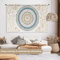 MuchoWow® Tapiserie na zeď Mandala - modrá - česká - bílá - design 180x120 Tapiserie Dekorace na zeď Šála