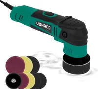 VONROC Dual Action Poliermaschine Auto Set elektrisch - Auto Zubehör Politur zum Kratzer entfernen, Autopflege Set - Variable Geschwindigkeit, 400W, 50-75MM inkl. 2xTräger & 8xPads
