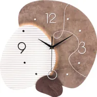 SensaHome Wanduhr Madrid – s Japandi-Design – organische Form – großes Design in Marmoroptik – Ø50 cm – Braun